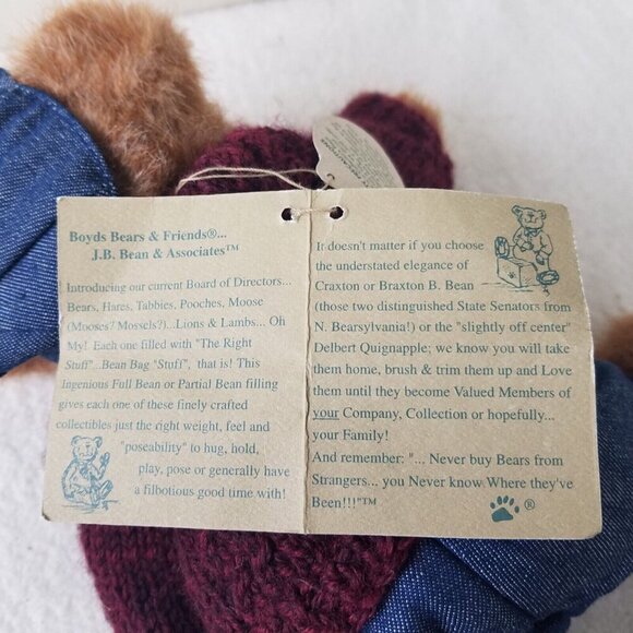 Boyds Bear JB Bean Series LEO BRUINSKI With Jeans, Hat & Sweater (1985-1998) 10" - Picture 9 of 13